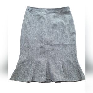 Allan Waller Wool Cashmere Chevron Tweed Skirt 10